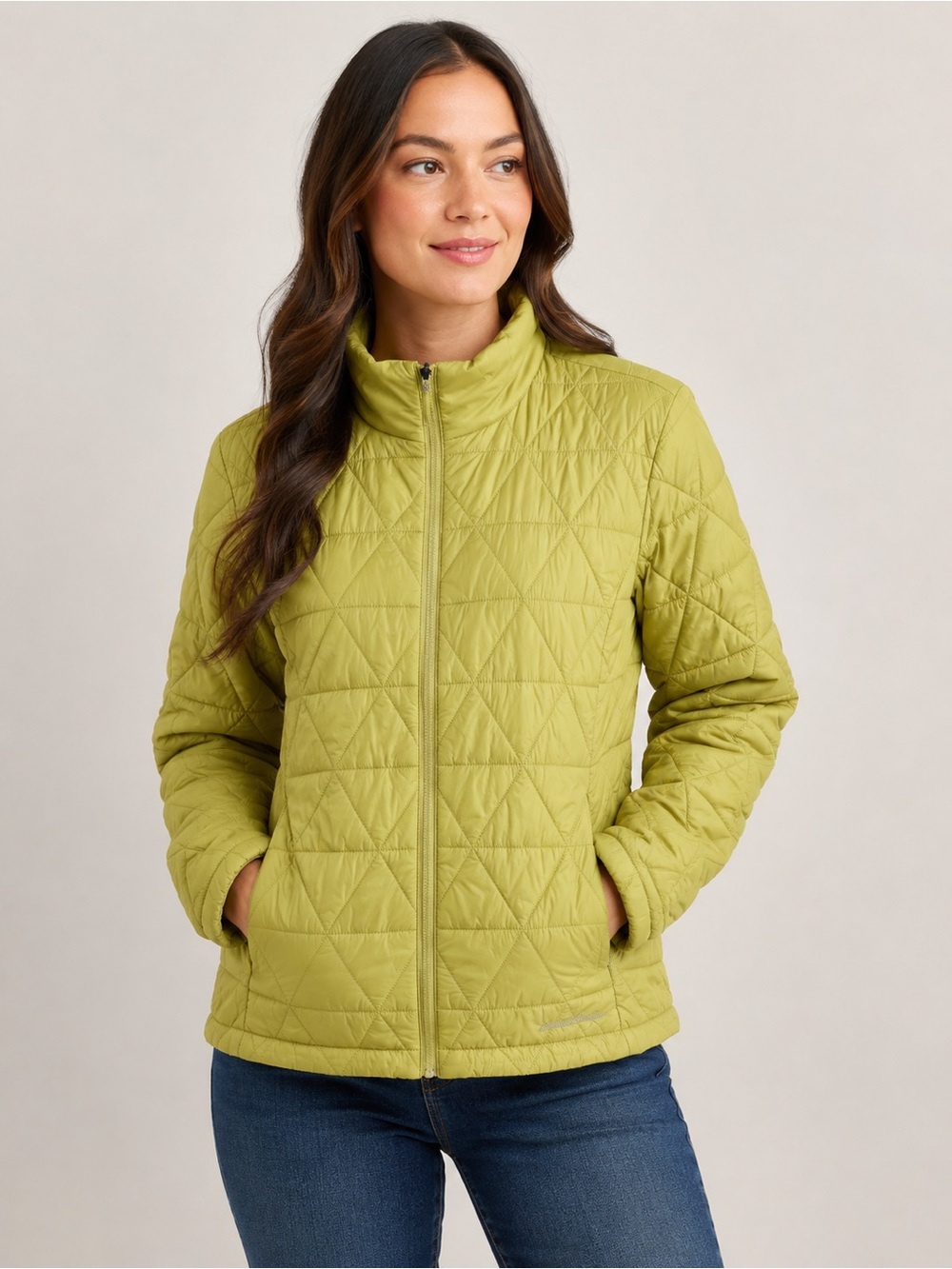 Eddie Bauer Quilted Jacket Women’s 2XL Lightweight Chartreuse Coat